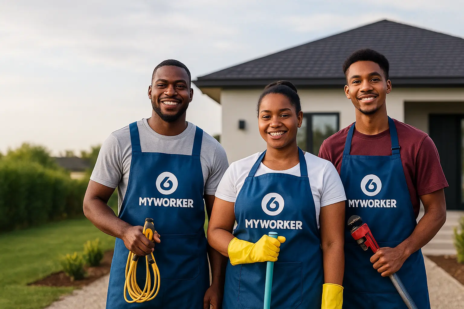 Prestataires 6myworker au travail (plomberie, électricité, ménage)